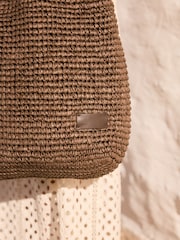 Chocolate Brown Straw Shopper Bag - Image 3 of 10
