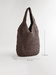Chocolate Brown Straw Shopper Bag - Image 4 of 10