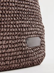 Chocolate Brown Straw Shopper Bag - Image 7 of 10