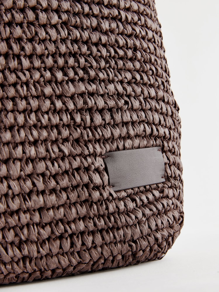 Chocolate Brown Straw Shopper Bag - Image 7 of 10