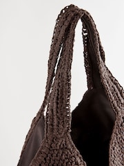 Chocolate Brown Straw Shopper Bag - Image 8 of 10