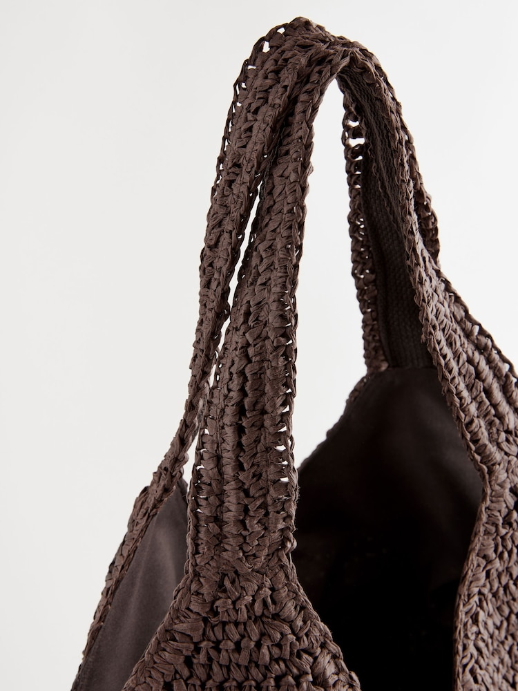 Chocolate Brown Straw Shopper Bag - Image 8 of 10