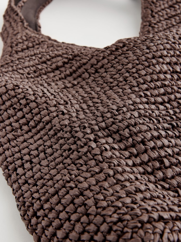 Chocolate Brown Straw Shopper Bag - Image 9 of 10