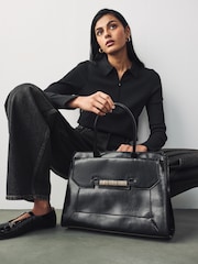 Black Structured Tote Bag - Image 1 of 9