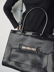 Black Structured Tote Bag - Image 3 of 9
