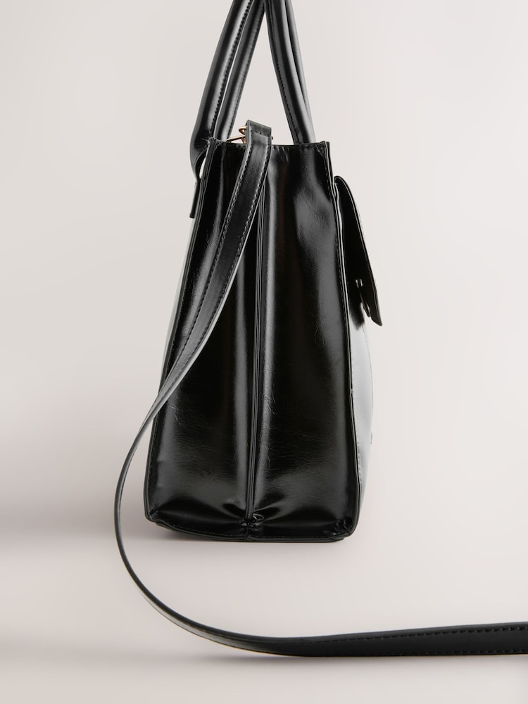 Black Structured Tote Bag - Image 9 of 9