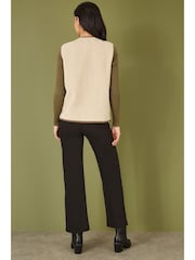 Yumi Cream Borg Gilet With Faux Leather Button Details - Image 3 of 5