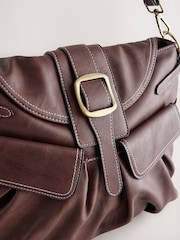 Chocolate Brown Buckle Shoulder Bag - Image 10 of 12