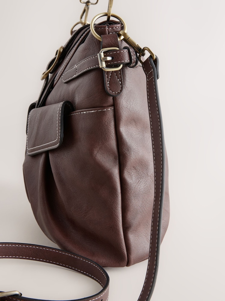 Schokoladenbraun - Schultertasche mit Schnalle - Image 11 of 12