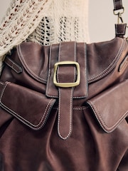 Chocolate Brown Buckle Shoulder Bag - Image 7 of 12