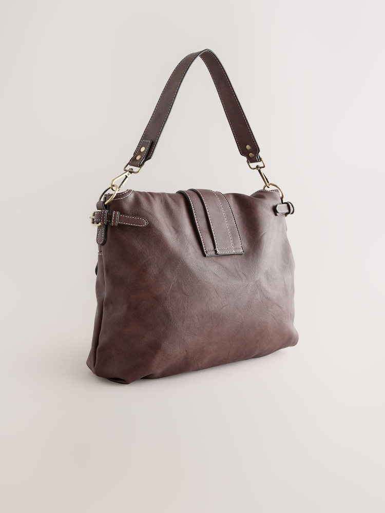 Schokoladenbraun - Schultertasche mit Schnalle - Image 9 of 12