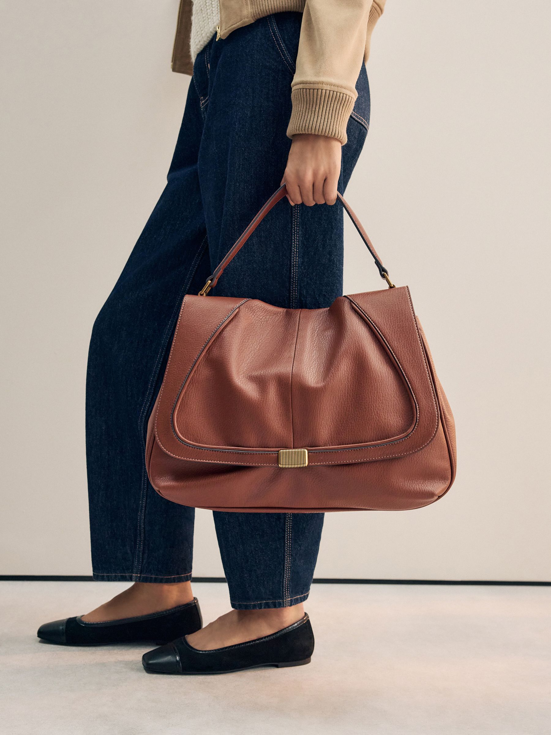 Tan Slouchy Shoulder Bag