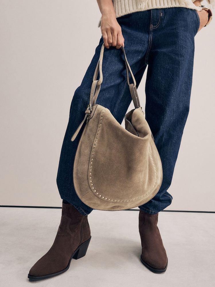 sable - Sac bohème à épaules cloutées en cuir - Image 3 of 10