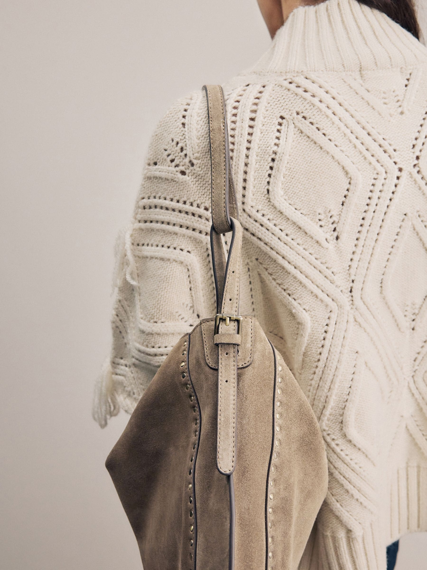 Buy Sand Leather Stud Shoulder Boho Bag from Next USA