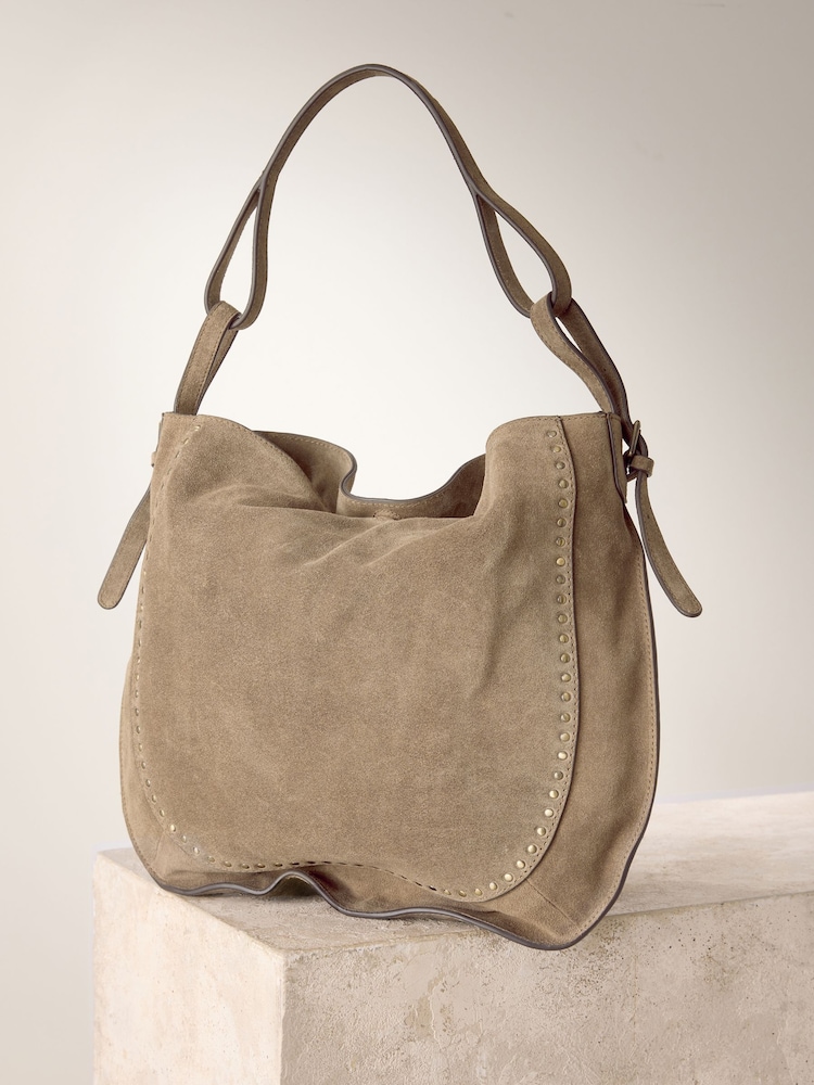 sable - Sac bohème à épaules cloutées en cuir - Image 6 of 10