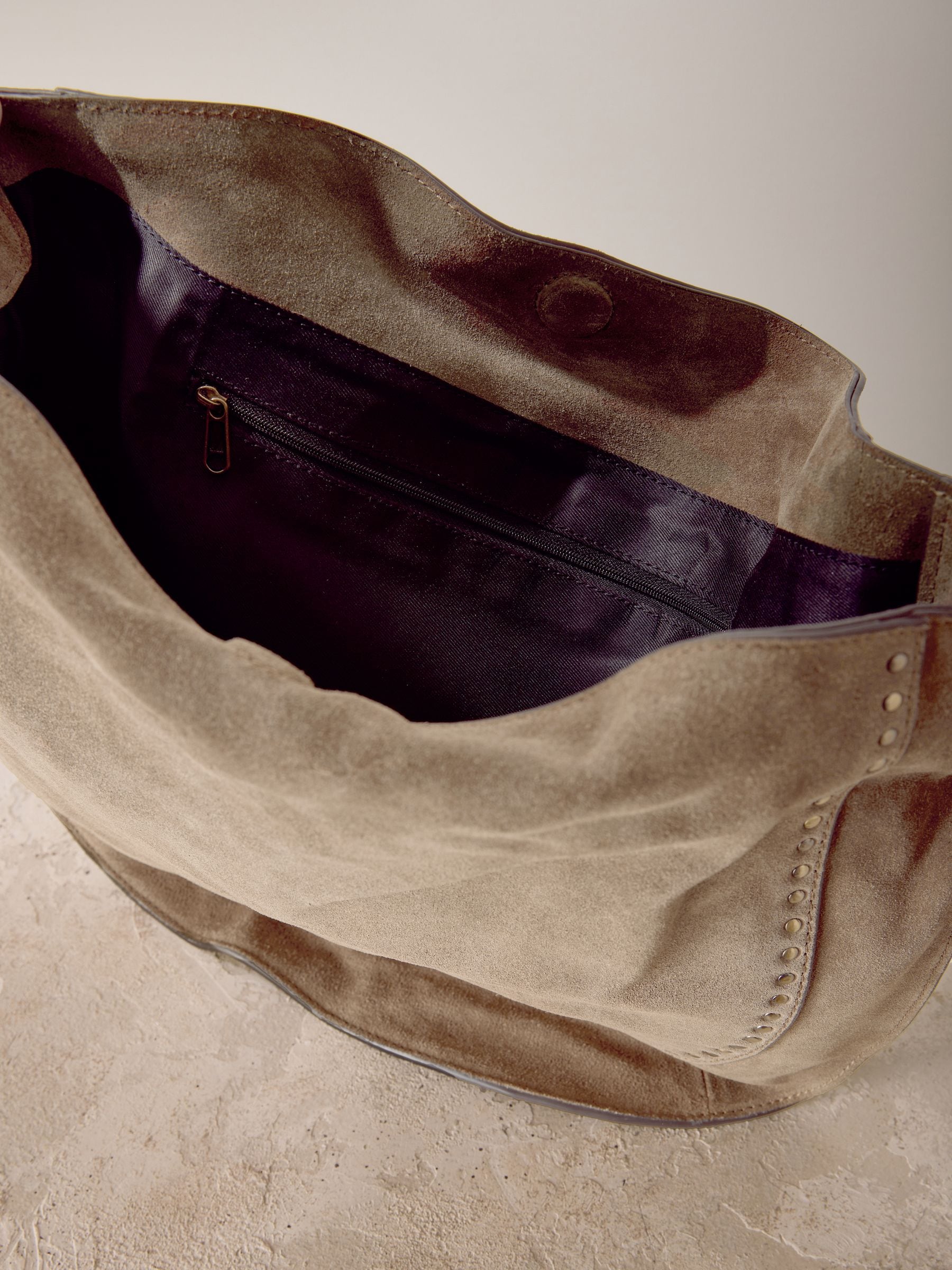 Buy Sand Leather Stud Shoulder Boho Bag from Next USA