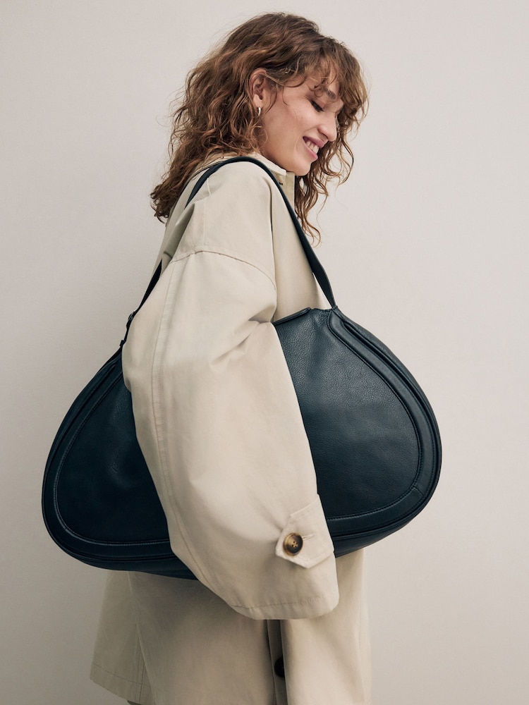 Noir - Sac à bandoulière en cuir incurvé - Image 2 of 6