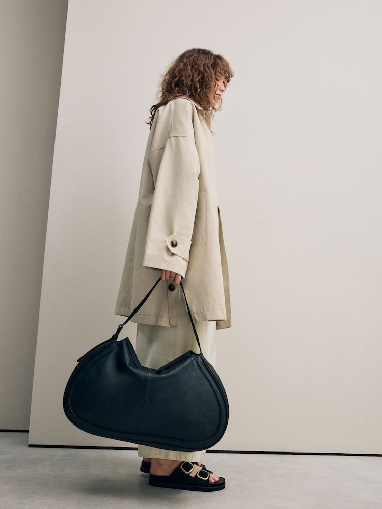 Noir - Sac à bandoulière en cuir incurvé - Image 3 of 6