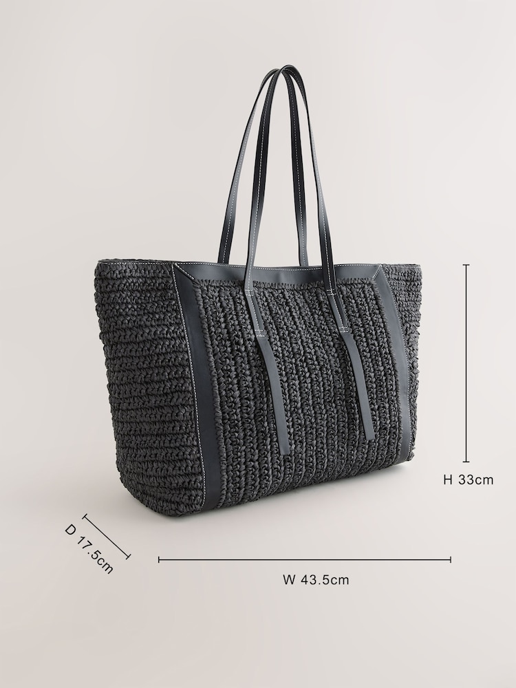 Black Raffia Shoulder Bag - Image 4 of 12
