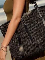 Black Raffia Shoulder Bag - Image 5 of 12