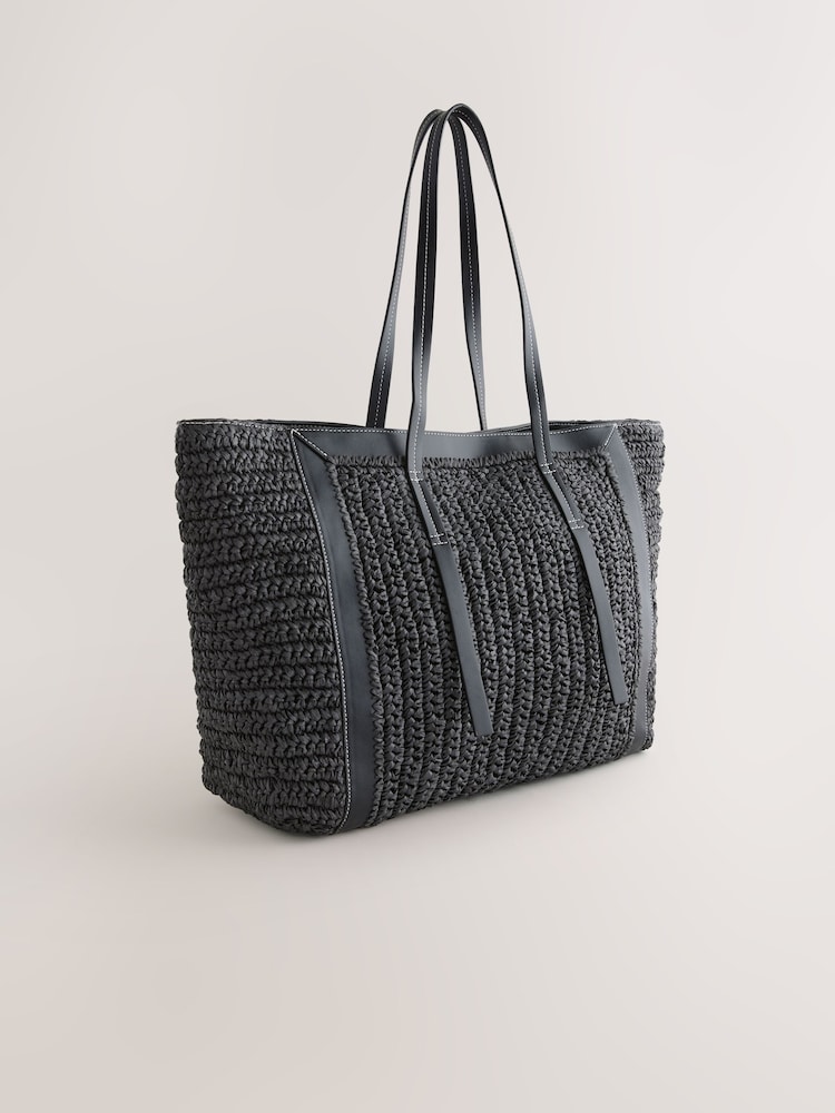 Black Raffia Shoulder Bag - Image 7 of 12