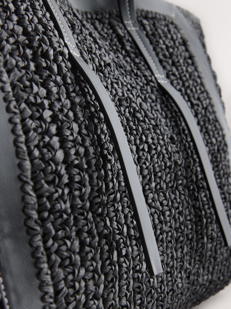 Black Raffia Shoulder Bag - Image 8 of 12
