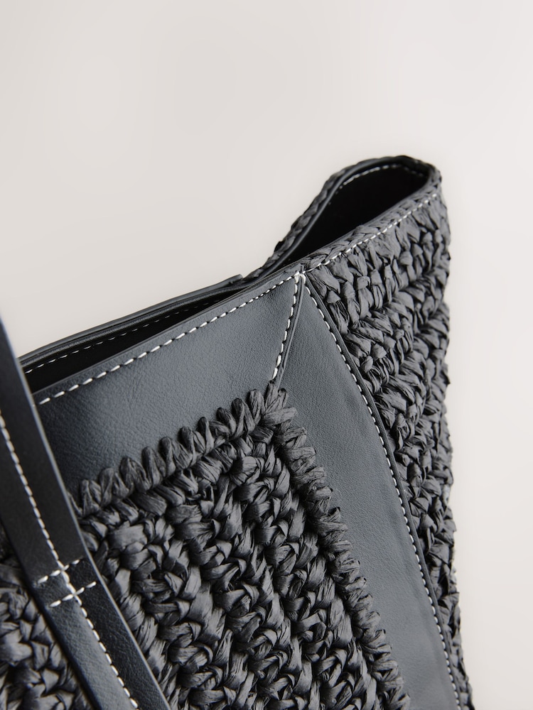 Black Raffia Shoulder Bag - Image 9 of 12