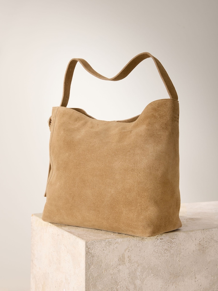 Tan Brown Suede Slouch Shoulder Bag - Image 2 of 6