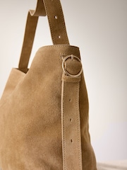Tan Brown Suede Slouch Shoulder Bag - Image 3 of 6