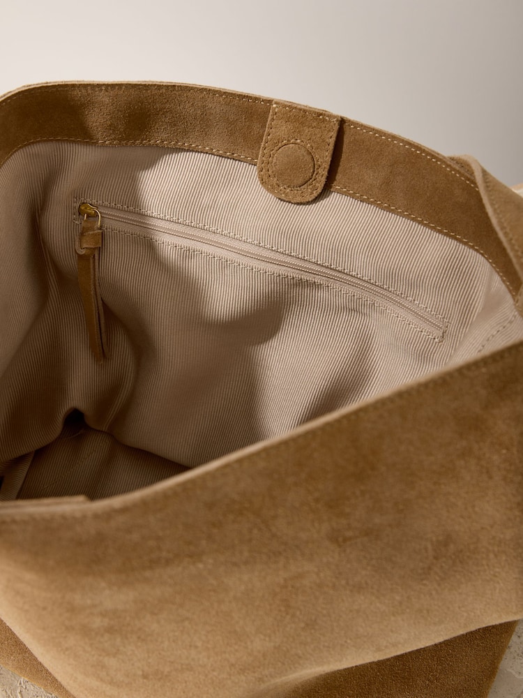 Tan Brown Suede Slouch Shoulder Bag - Image 6 of 6