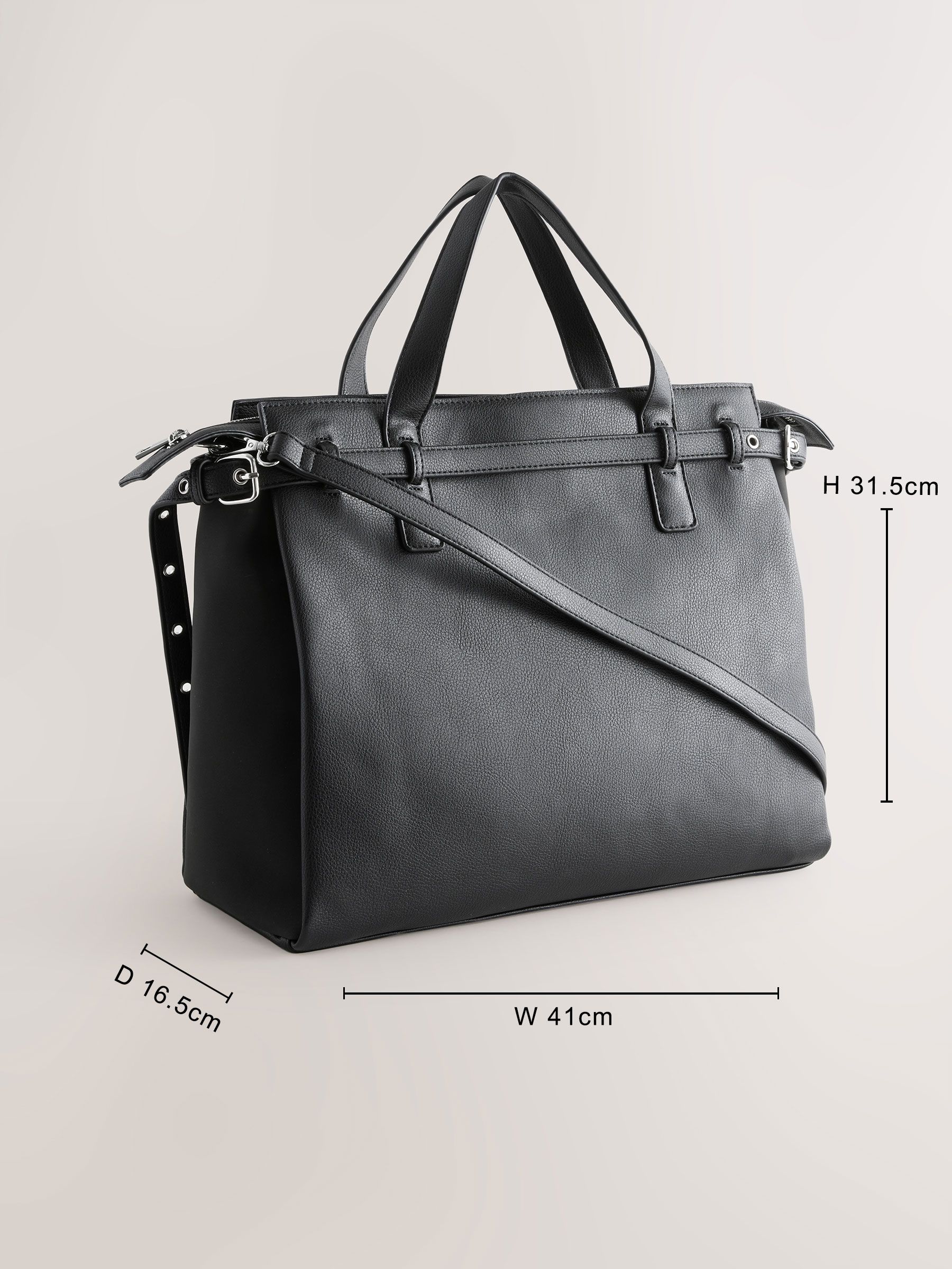 Buy Black Structured Tote Bag from Next Romania