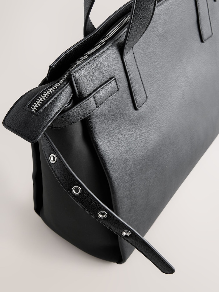 Black Structured Tote Bag - Image 8 of 9