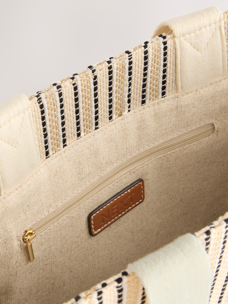 Cream Structured Canvas Shoulder Bag - Image 8 of 10
