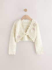 Ecru Crochet Occasion Shrug 100% Cotton Cardigan (3mths-16yrs) - Image 1 of 4