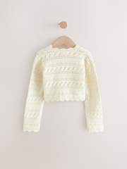Ecru Crochet Occasion Shrug 100% Cotton Cardigan (3mths-16yrs) - Image 2 of 4
