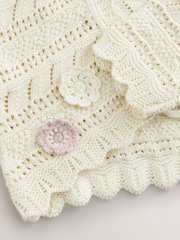 Ecru Crochet Occasion Shrug 100% Cotton Cardigan (3mths-16yrs) - Image 3 of 4