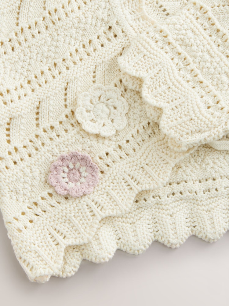 Ecru Crochet Occasion Shrug 100% Cotton Cardigan (3mths-16yrs) - Image 3 of 4