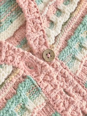 Peach/Blue Knitted 100% Cotton Waistcoat (3-16yrs) - Image 7 of 8
