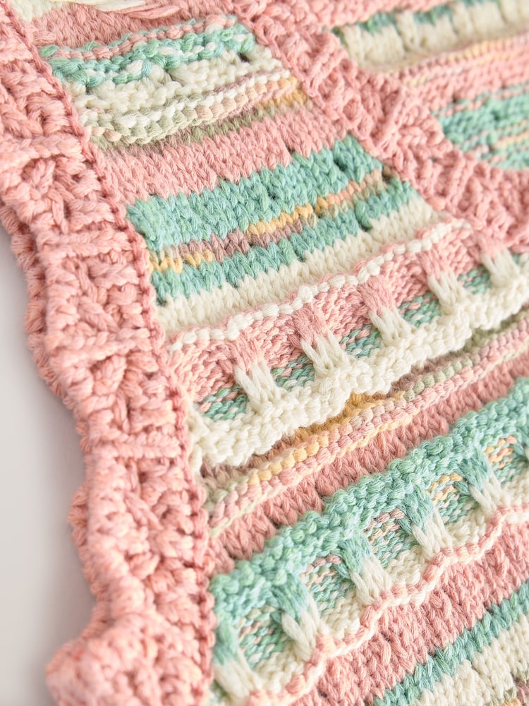 Peach/Blue Knitted 100% Cotton Waistcoat (3-16yrs) - Image 8 of 8