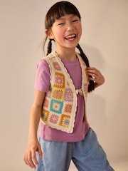 Multi Crochet 100% Cotton Waistcoat (3-16yrs) - Image 1 of 7