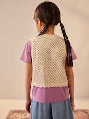 Multi Crochet 100% Cotton Waistcoat (3-16yrs) - Image 3 of 7
