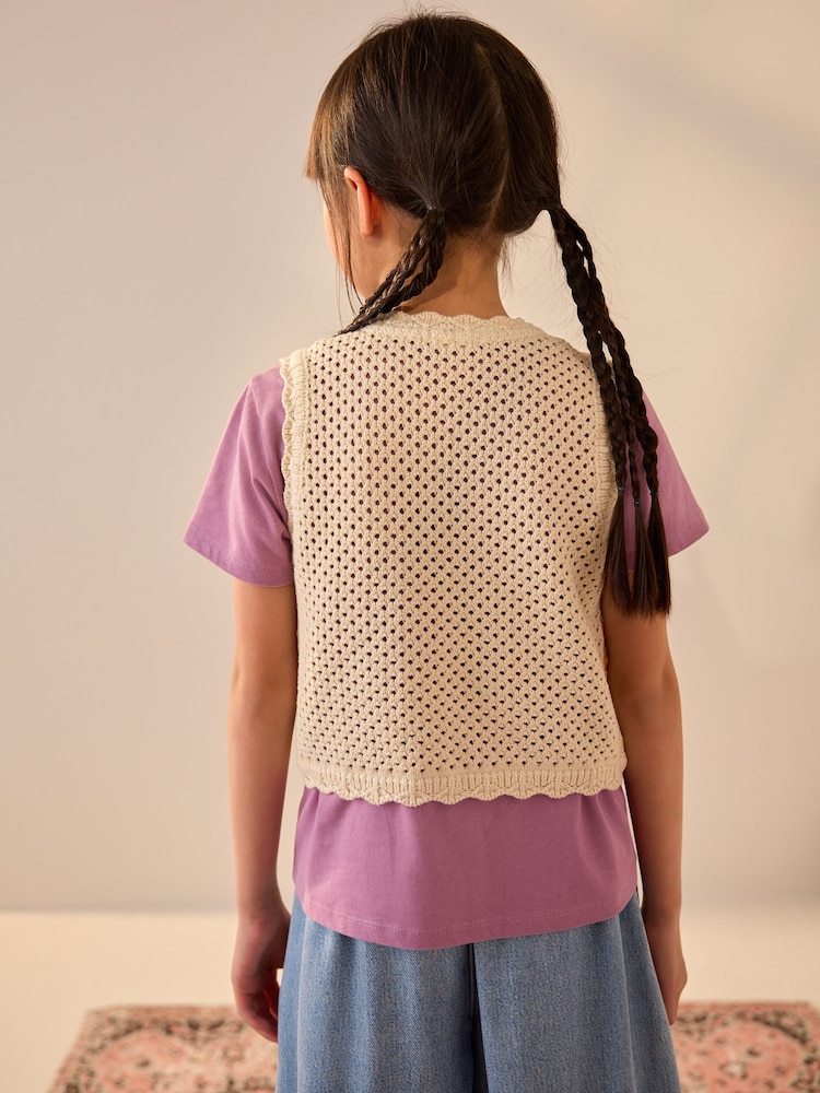 Multi Crochet 100% Cotton Waistcoat (3-16yrs) - Image 3 of 7
