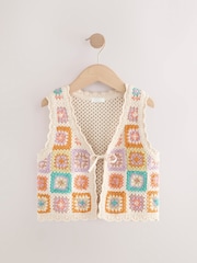 Multi Crochet 100% Cotton Waistcoat (3-16yrs) - Image 5 of 7