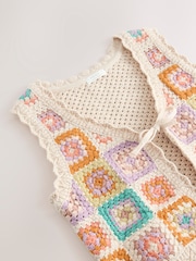 Multi Crochet 100% Cotton Waistcoat (3-16yrs) - Image 6 of 7