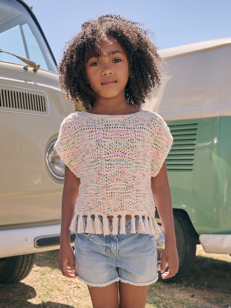 Ecru Knitted Tassle Top (3-16yrs) - Image 1 of 8