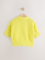 Lime Green Short Sleeved Knitted Collar 100% Cotton Jumper (3-16yrs) - Image 2 of 4