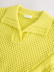 Lime Green Short Sleeved Knitted Collar 100% Cotton Jumper (3-16yrs) - Image 3 of 4