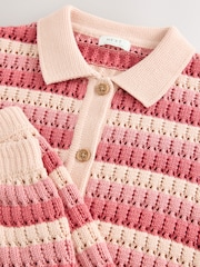 Red/Pink 100% Cotton Shirt and Short Knitted Set (3-16yrs) - Image 9 of 9