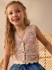 Multicolor - Knitted 100% Cotton Waistcoat (3-16yrs) - Imagen 1 de 7
