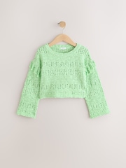 Lime Green Tassle Knitted 100% Cotton Jumper (3-16yrs) - Image 2 of 5